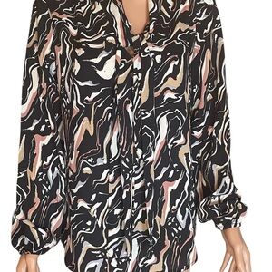 The Limited Women's Abstract Black and Cream Blouse L